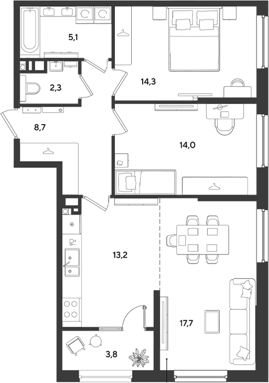 Продается 3-комн. квартира, 75.3 м²