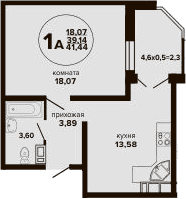 Продается 1-комн. квартира, 39.14 м²