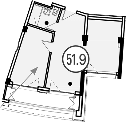 Продается 1-комн. квартира, 51.9 м²