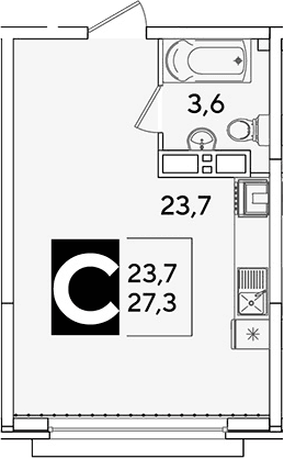 Продается 1-комн. квартира, 27.3 м²