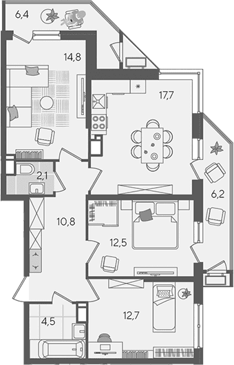 Продается 4-комн. квартира, 75.1 м²