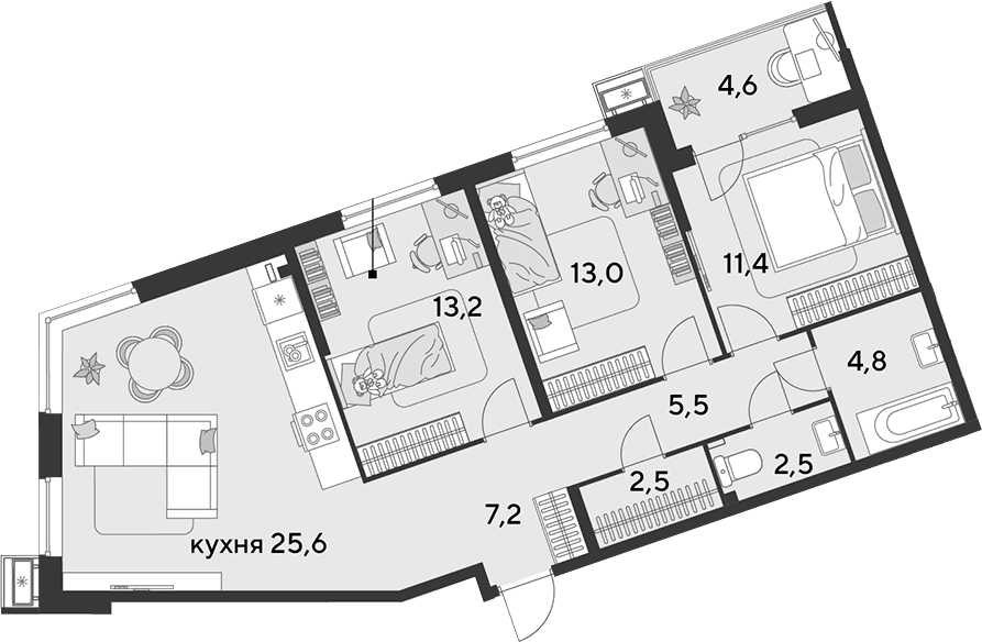 Продается 4-комн. квартира, 85.7 м²