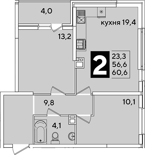 Продается 3-комн. квартира, 56.6 м²