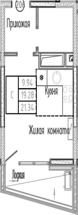 Продается 1-комн. квартира, 19.24 м²