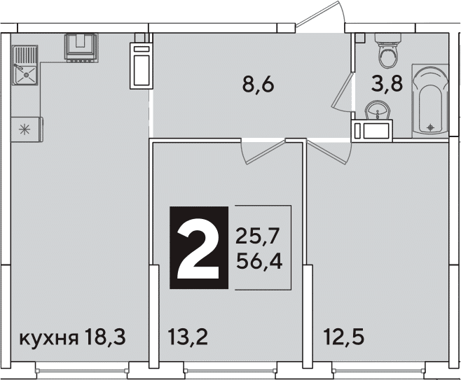 Продается 3-комн. квартира, 56.4 м²