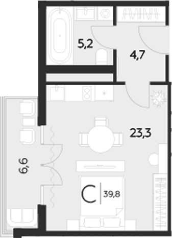 Продается 1-комн. квартира, 32.2 м²
