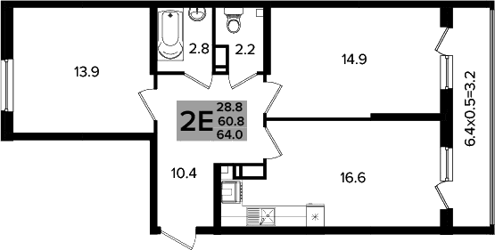 Продается 3-комн. квартира, 59.55 м²