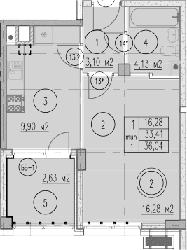 Продается 1-комн. квартира, 33.41 м²