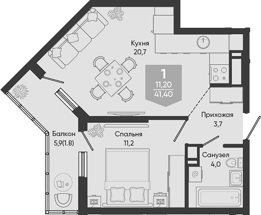 Продается 2-комн. квартира, 39.6 м²