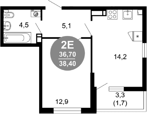 Продается 1-комн. квартира, 36.7 м²