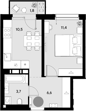 Продается 1-комн. квартира, 32.2 м²