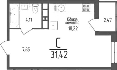 Продается 1-комн. квартира, 30.18 м²