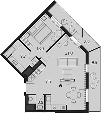Продается 1-комн. квартира, 62.6 м²