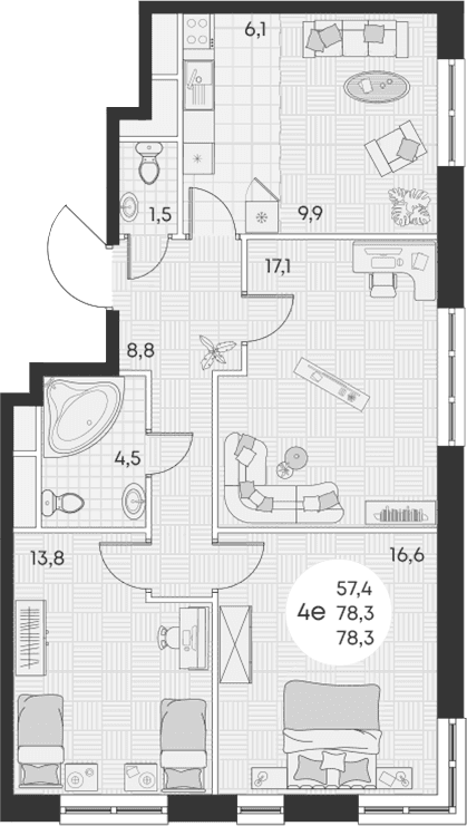 Продается 4-комн. квартира, 78.3 м²