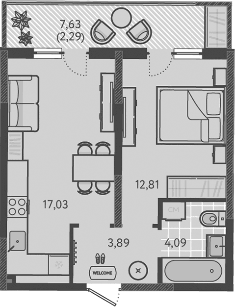 Продается 2-комн. квартира, 37.82 м²