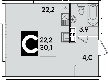 Продается 1-комн. квартира, 30.1 м²