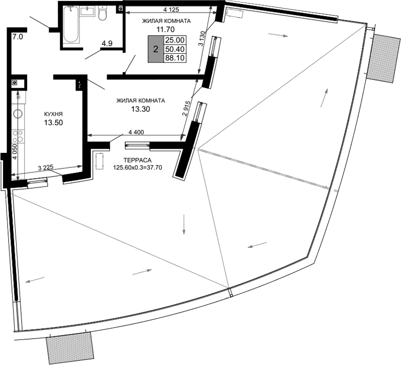 Продается 2-комн. квартира, 50.4 м²