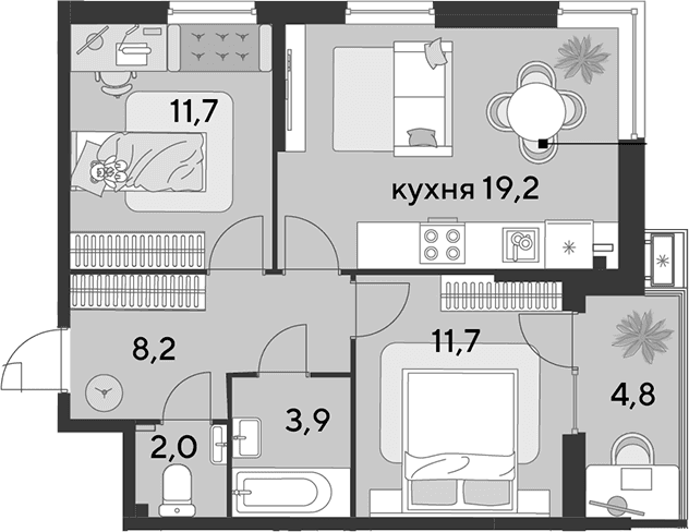 Продается 3-комн. квартира, 56.7 м²