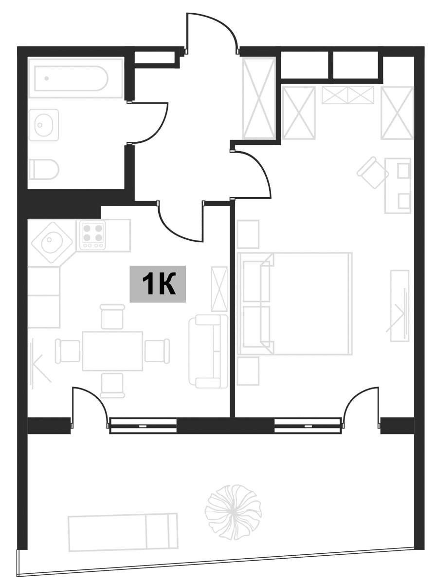 Продается 1-комн. квартира, 41.62 м²