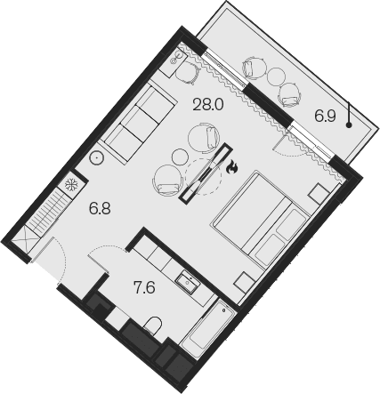 Продается 1-комн. квартира, 42.4 м²