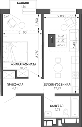 Продается 1-комн. квартира, 39.7 м²