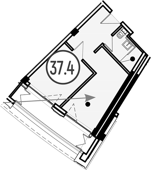 Продается 1-комн. квартира, 37.4 м²