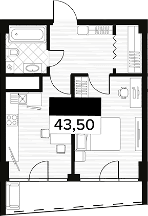 Продается 1-комн. квартира, 43.5 м²