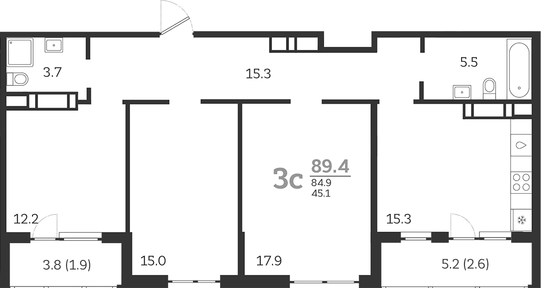 Продается 4-комн. квартира, 84.9 м²