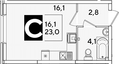 Продается 1-комн. квартира, 23 м²