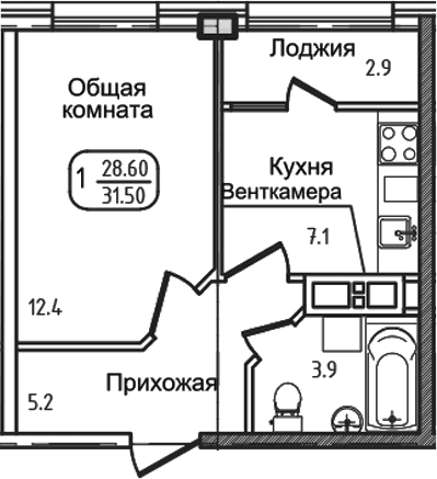 Продается 1-комн. квартира, 27.3 м²