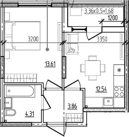Продается 1-комн. квартира, 34.32 м²