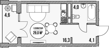 Продается 1-комн. квартира, 24.4 м²