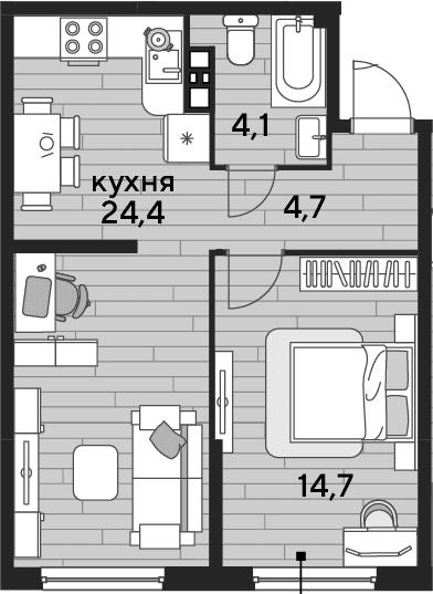 Продается 1-комн. квартира, 47.9 м²