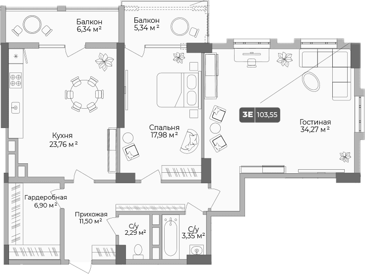 Продается 2-комн. квартира, 100.05 м²