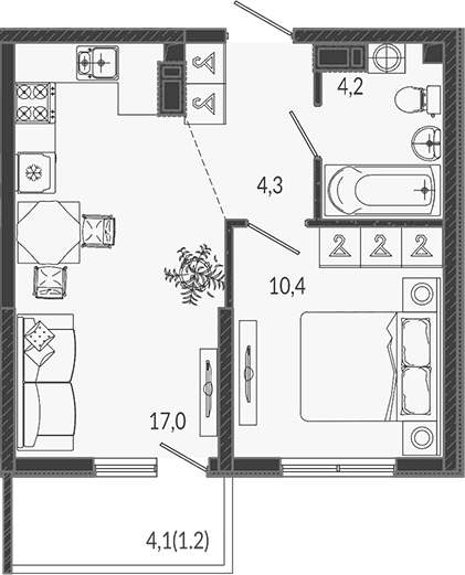 Продается 2-комн. квартира, 35.9 м²