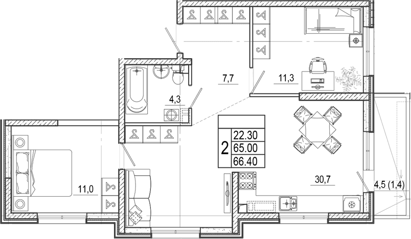 Продается 3-комн. квартира, 65 м²