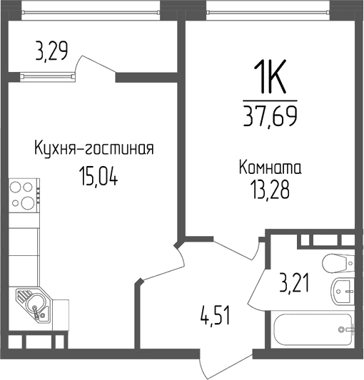 Продается 1-комн. квартира, 36.04 м²