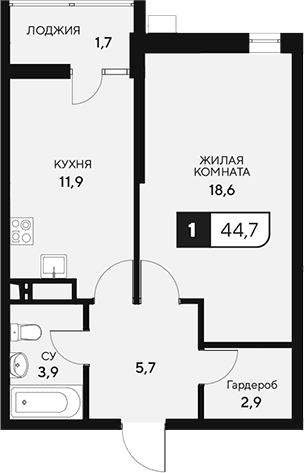 Продается 1-комн. квартира, 43 м²