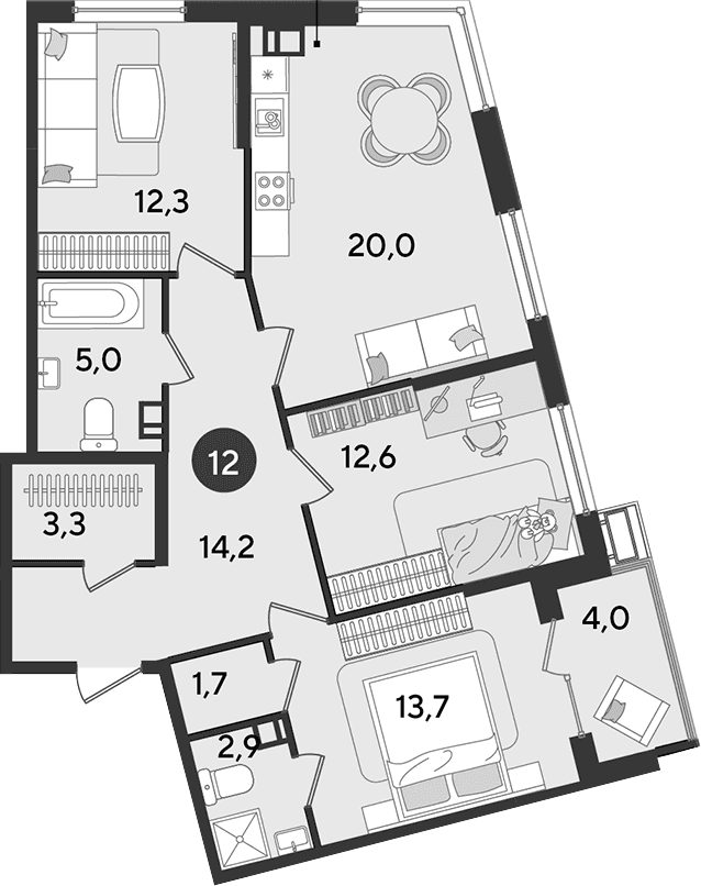 Продается 4-комн. квартира, 85.7 м²