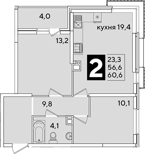 Продается 3-комн. квартира, 56.6 м²