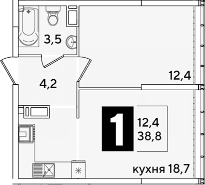 Продается 2-комн. квартира, 38.8 м²