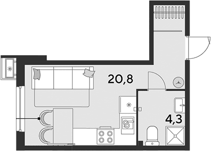 Продается 1-комн. квартира, 25.1 м²
