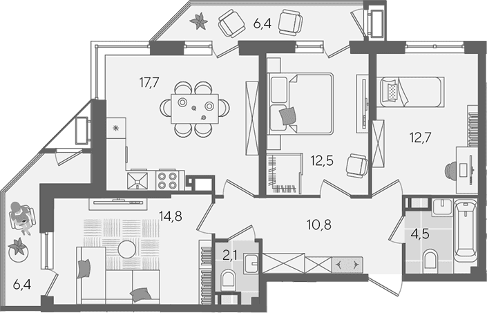 Продается 4-комн. квартира, 75.1 м²