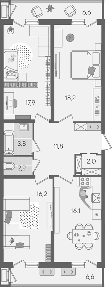 Продается 4-комн. квартира, 88.2 м²