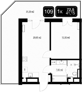 Продается 2-комн. квартира, 41.15 м²