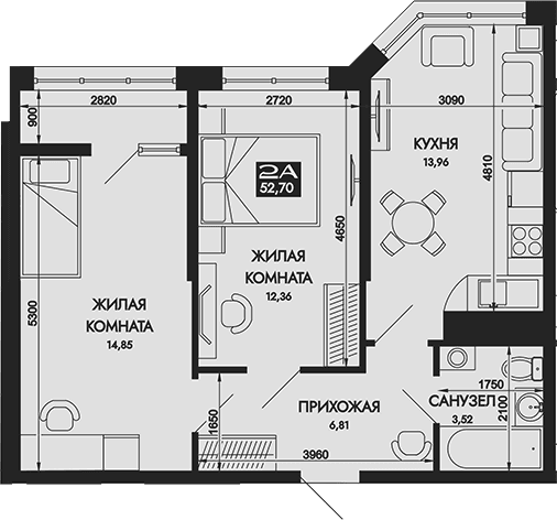 Продается 2-комн. квартира, 52.7 м²