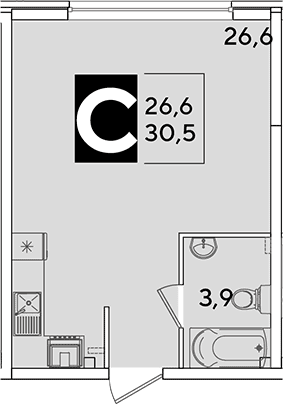 Продается 1-комн. квартира, 30.5 м²