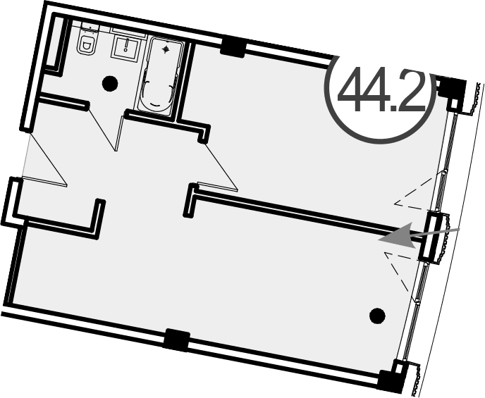 Продается 1-комн. квартира, 44.2 м²