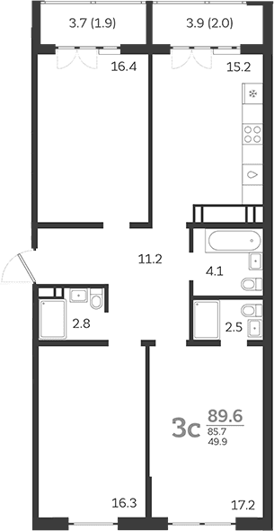 Продается 4-комн. квартира, 85.7 м²
