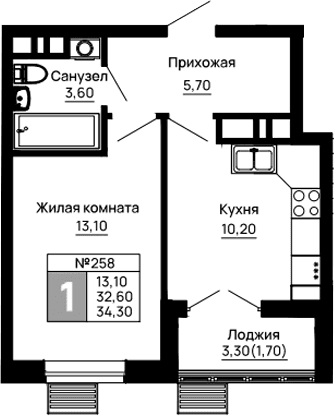 Продается 1-комн. квартира, 32.6 м²